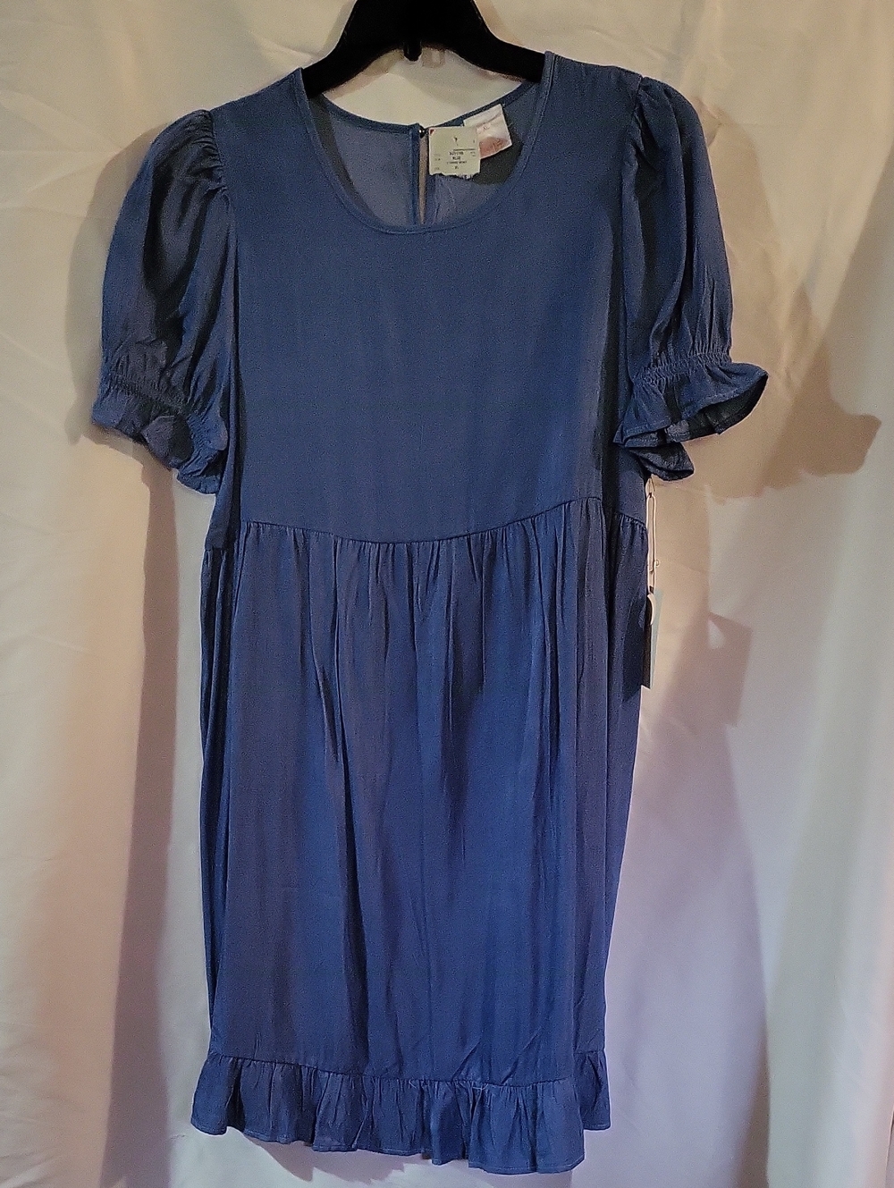 Women's Puff-Sleeve Midi Dress in Blue